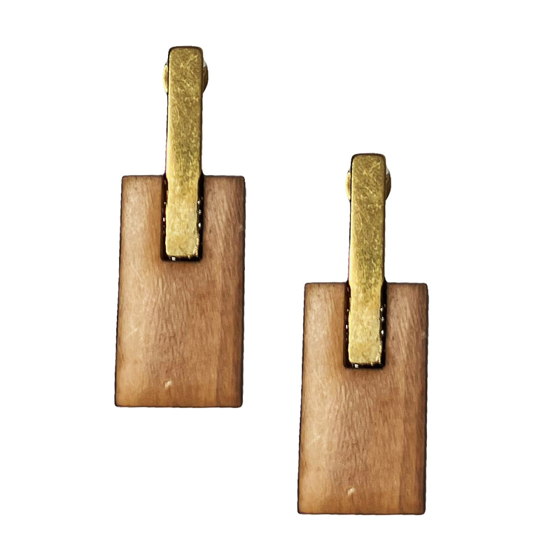 Ohrringe aus Olivenholz "Rechteck gold" Nr. 052.807