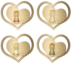 Valentinstagsherz 9,5x9x0,3 cm aus Holz mit schrägen Herz und geschnitztem Engel