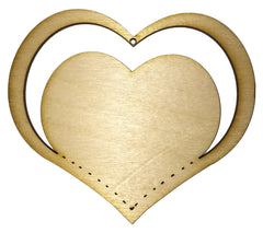Valentinstagsherz aus Holz mit gesunkenem Herz zum Beschriften, 9,5x9x0,3 cm