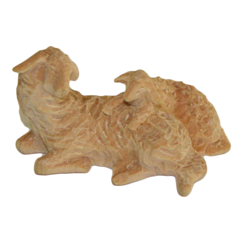 Schaf liegend mit Lamm aus Zirbenholz, Krippenfiguren "Schönste Zirbe"