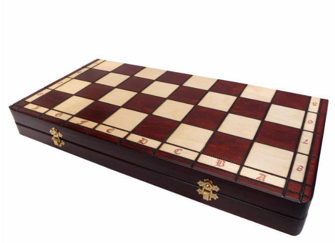 Schach mit handgeschnitzten Figuren, Nr. 106D aus Holz, Schachspiel 50x50x3 cm