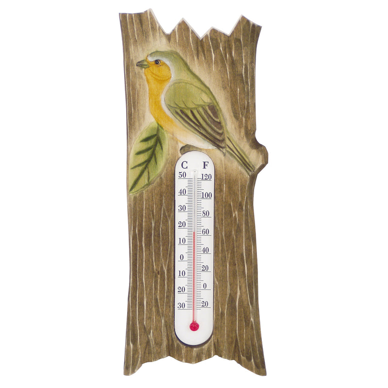 Thermometer mit Rotkehlchen aus Holz