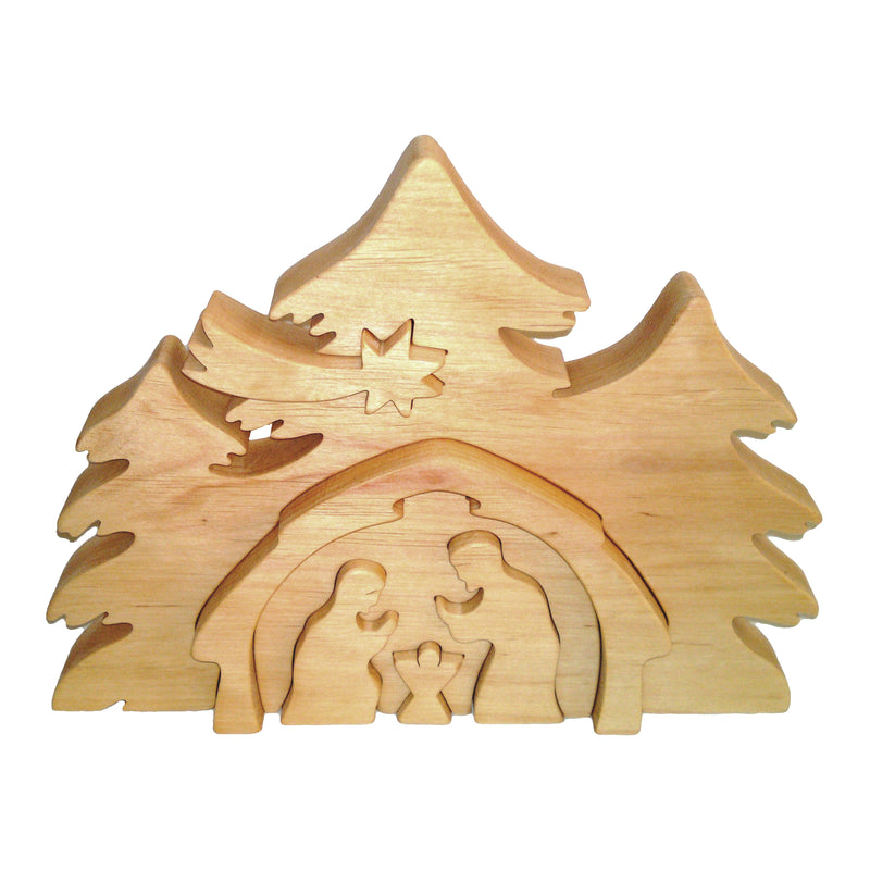 Erlenkrippe "Betlehem" mit Komet aus Holz