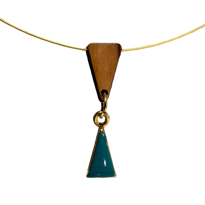 Halskette aus Olivenholz "Dreieck türkis" Nr. 052.406