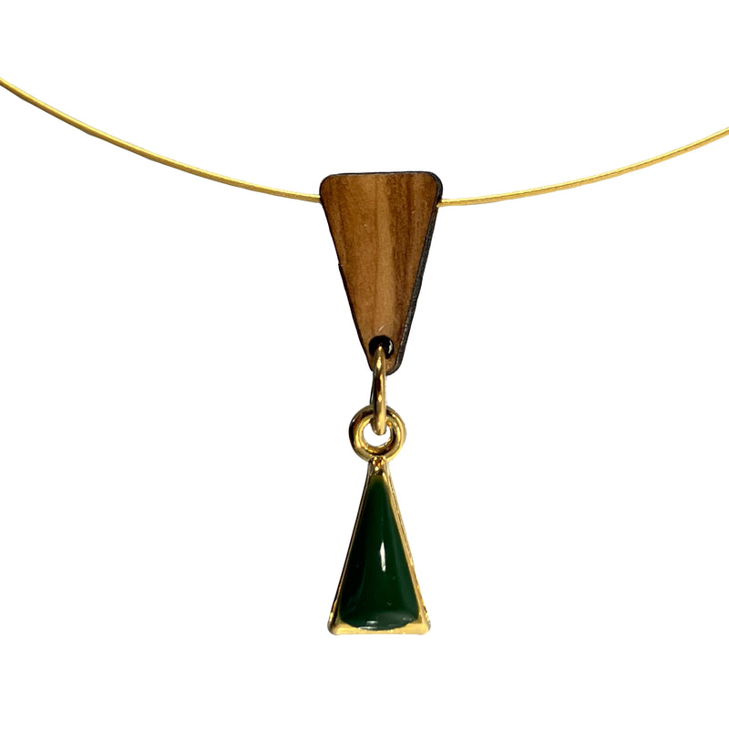 Halskette aus Olivenholz "Dreieck grün" Nr. 052.407