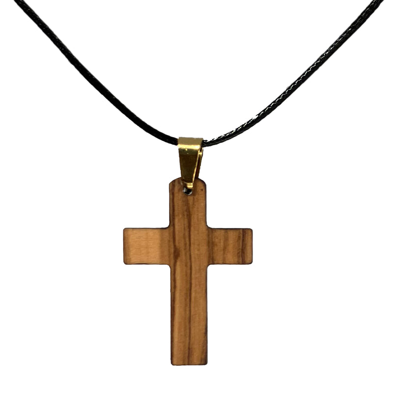 Halskette aus Olivenholz "Kreuz einfach gold" Nr. 052.511