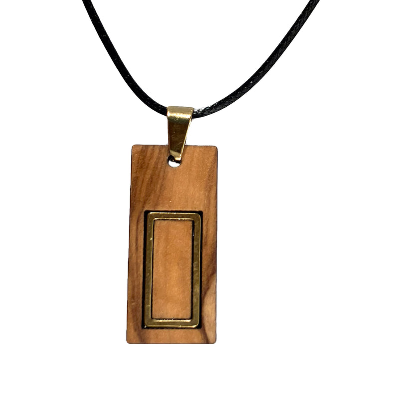 Halskette aus Olivenholz "Rechteck gold mit gold" Nr. 052.541