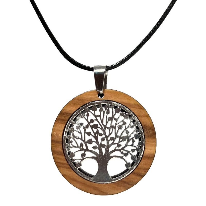 Halskette aus Olivenholz "Lebensbaum silber" Nr. 052.584