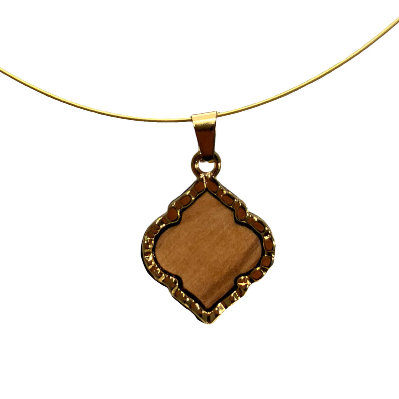 Halskette aus Olivenholz "Zierraute gold" Nr. 052.613