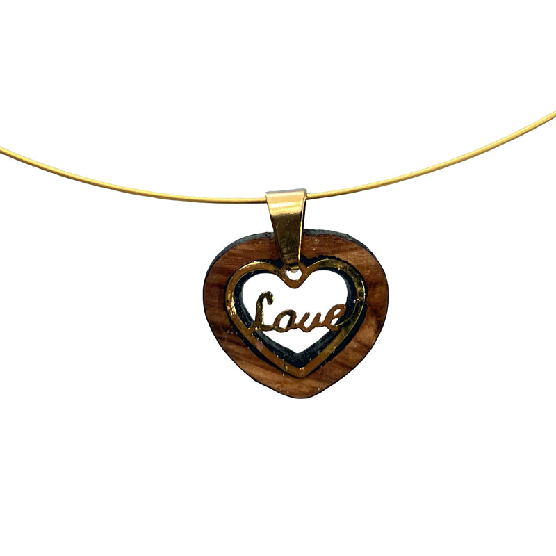 Halskette aus Olivenholz "Love gold" Nr. 052.619