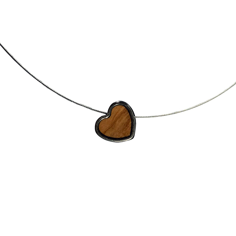 Halskette aus Olivenholz "Herz silber" Nr. 052.620