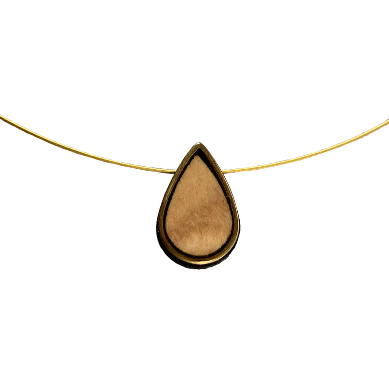 Halskette aus Olivenholz "Tropfen klein gold" Nr. 052.625