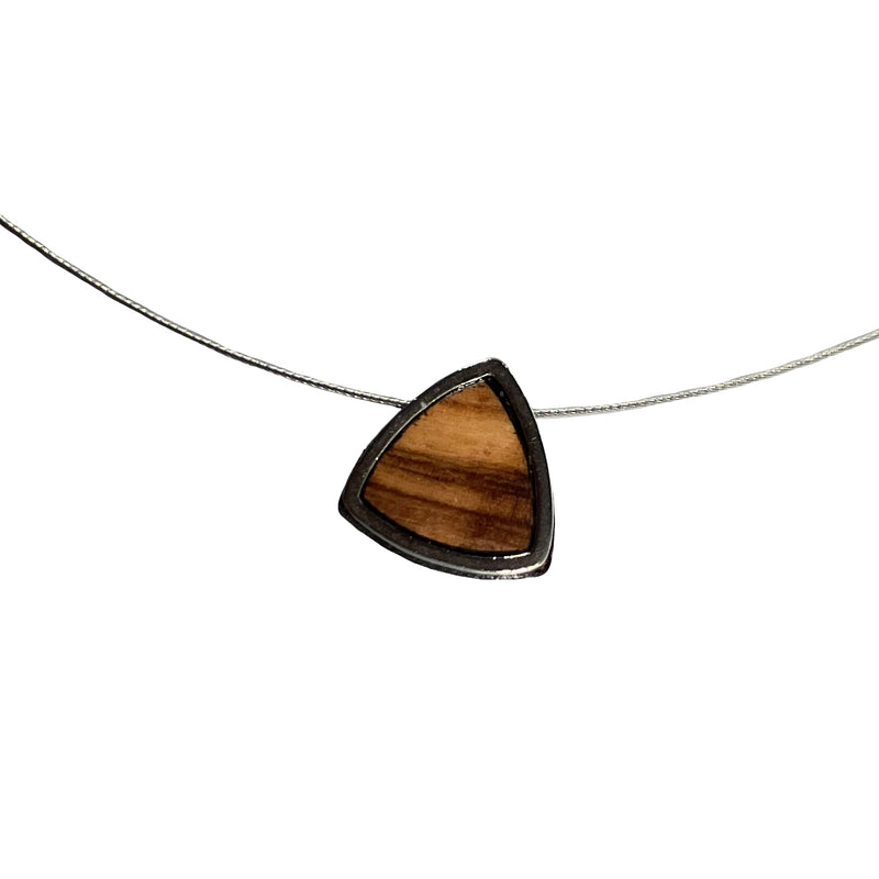 Halskette aus Olivenholz "Dreieck geschwungen silber" Nr. 052.632