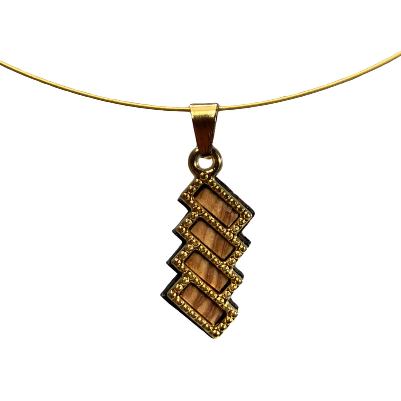 Halskette aus Olivenholz "Stufen gold" Nr. 052.659