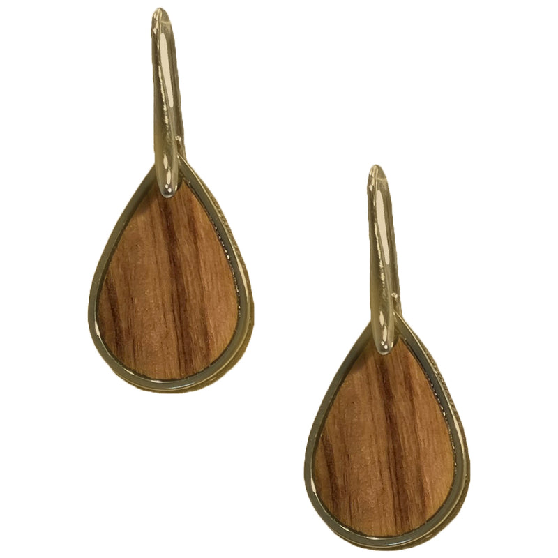 Ohrringe aus Olivenholz "kleine Tropfen gold" Nr. 052.825