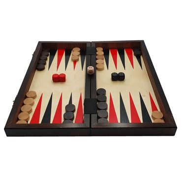 Backgammon B300 aus Holz, Kasette 34x34x4,6 cm
