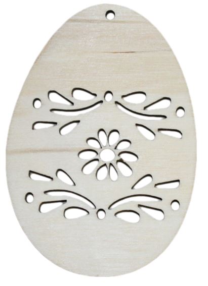 Dekoei Ostern mit beidseitigem Motiv, gelasert aus Holz und mit Aufhängefaden Nr. 020.060