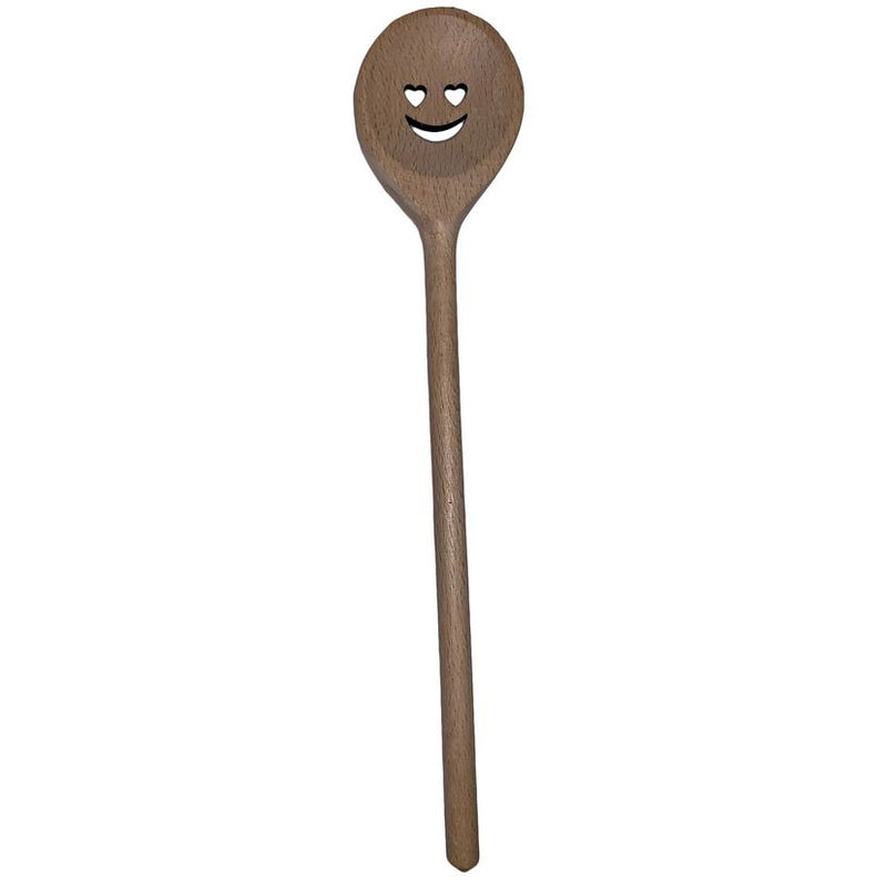 Kochlöffel klein "Herzaugensmiley" 20 cm Buchenholz