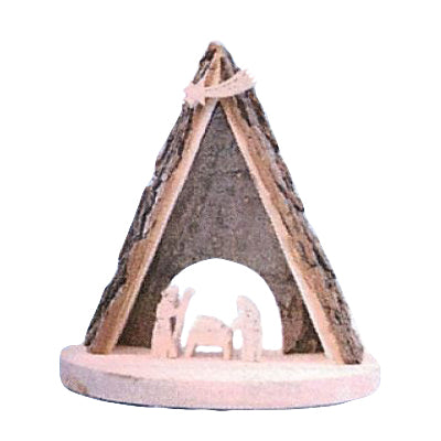 Rindenkrippe "Dreieck" aus Holz