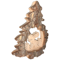 Rindentanne mit Elch aus Holz 13 cm