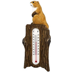 Thermometer mit Murmeltier aus Holz
