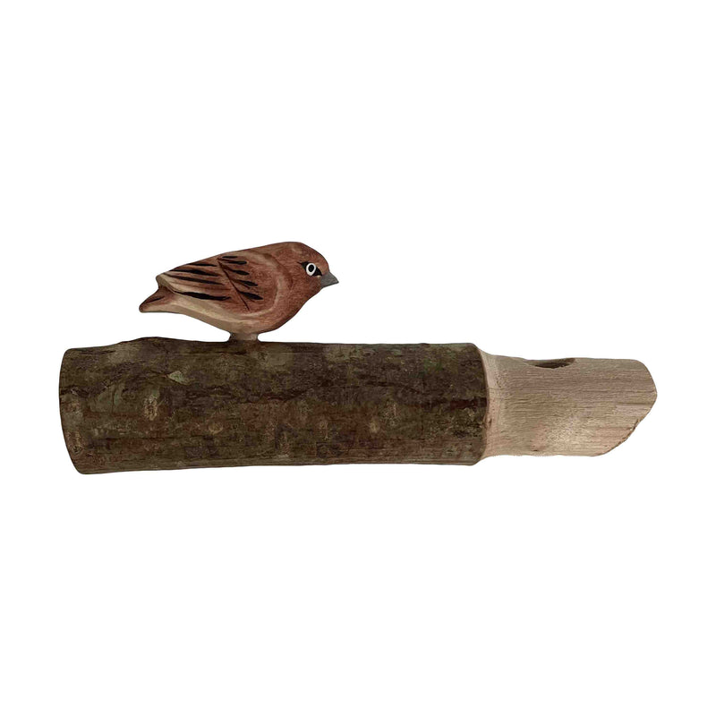 Kuckuckspfeife aus Haselnussholz mit Holzvogel