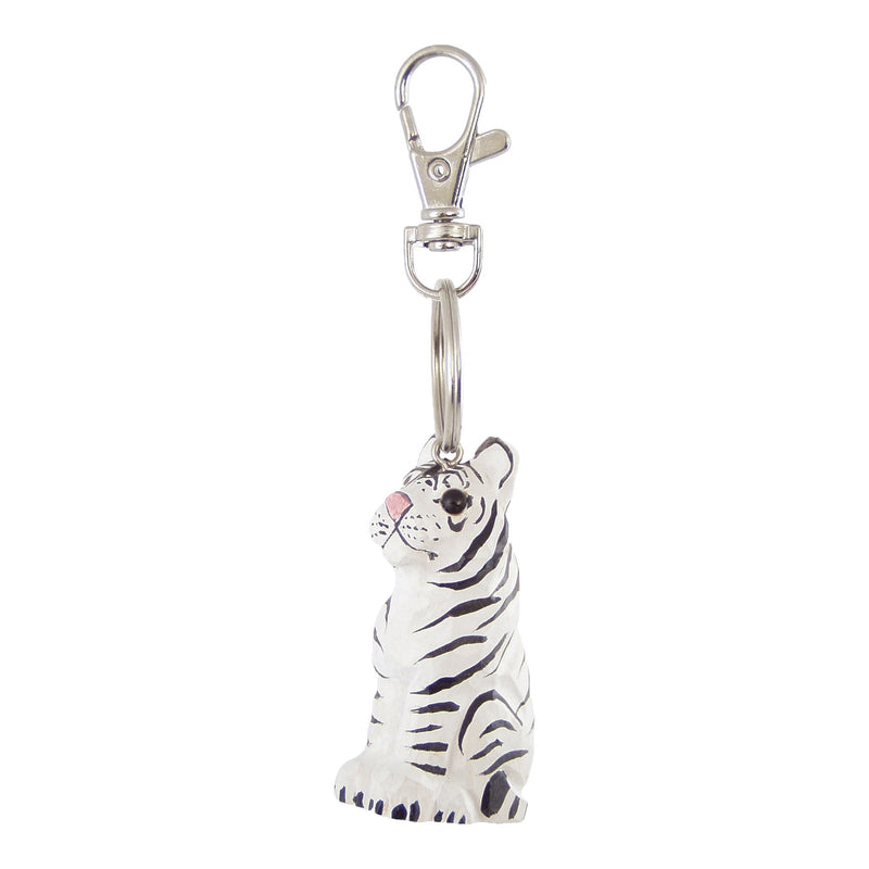 Schlüsselanhänger Weißer Tiger geschnitzt Nr. 013.245