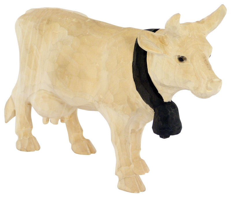 Handgeschnitzte Kuh natur aus Holz 15x22 cm