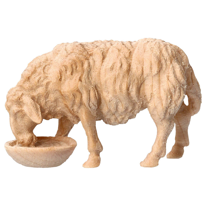 Schaf trinkend aus Zirbenholz, Krippenfiguren "Berg Zirbe"