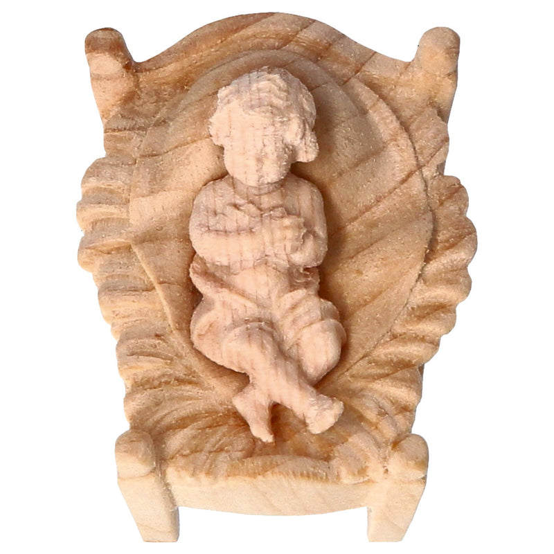Jesukind mit Wiege aus Zirbenholz, Krippenfiguren "Berg Zirbe"