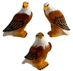 Handgeschnitzte Adler gemischt aus Holz 3er Set ca. 9x7,5 cm bemalt