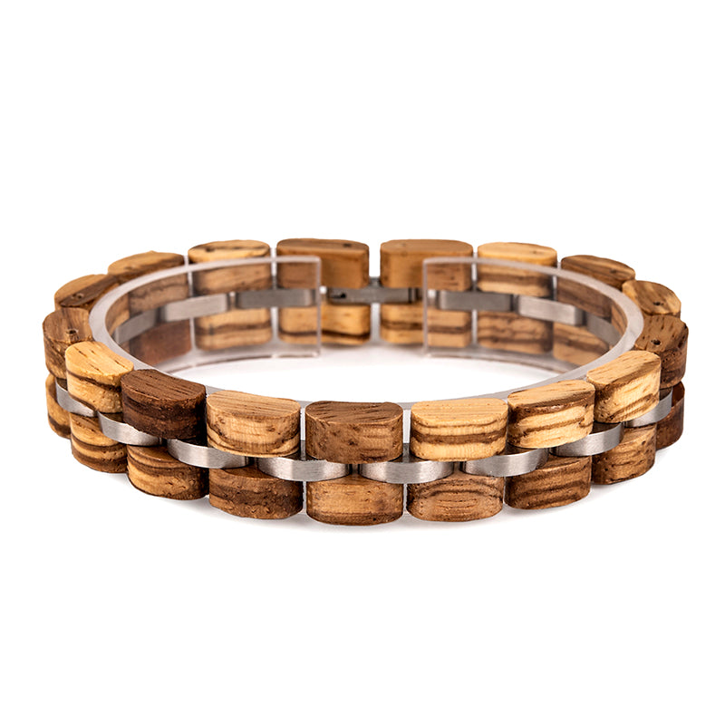 Armband aus Holz mit Edelstahleinlagen, Holzarmband Nr. SE603