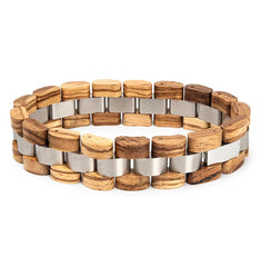 Armband aus Holz mit Edelstahleinlagen, Holzarmband Nr. SE605