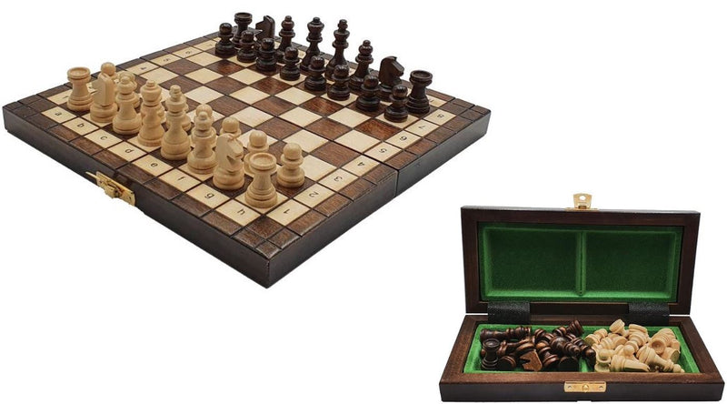 Schach mit Figuren, Classic 200 aus Holz, Schachspiel 20x20x1,8 cm