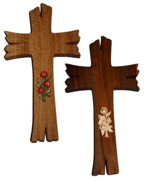 Kreuz "Ewigkeit" mit Rosen aus Holz 23x12x1,5 cm