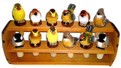 Handgeschnitzte Flaschenkorken mit gemischten Vögeln aus Holz bemalt Nr. 041.047