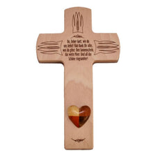 Gebetskreuz mit Herz aus Holz 20x12x2 cm