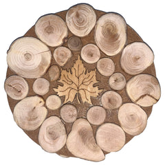 Kruguntersetzer aus Holz, gemischte Hölzer, mit Ahornblatt 009.144