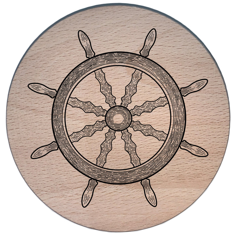 Glasuntersetzer mit Motiv "Ruder" aus Buchenholz