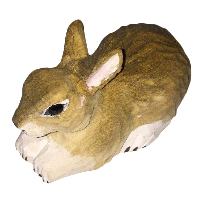 Handgeschnitzter Hase aus Holz ca. 9x4 cm bemalt