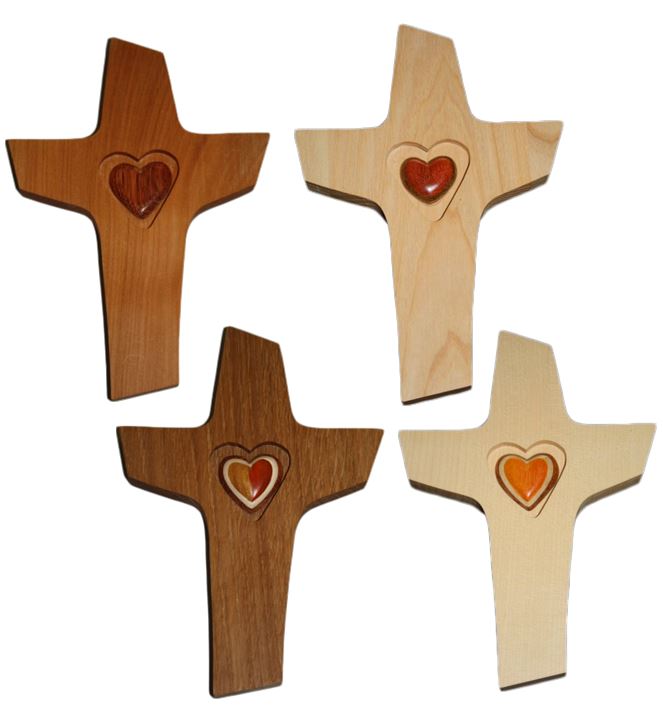 Kreuz "Herz" aus Holz 21x14x1,5 cm