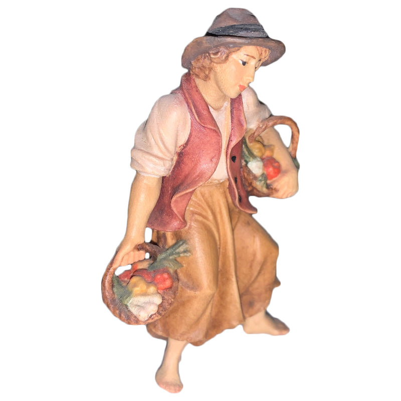 Hirt mit Obstkörben Nr. 16 aus Ahornholz, Krippenfiguren "Thomas"