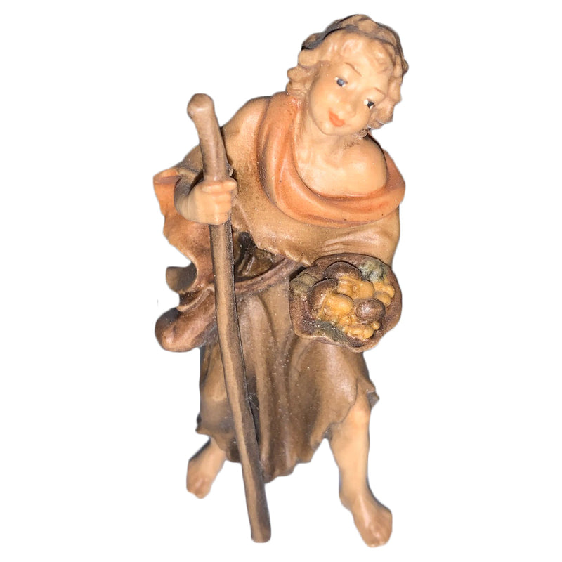 Hirt mit Pilzkorb Nr. 14 aus Ahornholz, Krippenfiguren "Thomas"