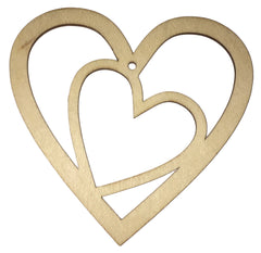 Valentinstagsherz aus Holz mit durchstochenem Herz, 9,5x9x0,3 cm