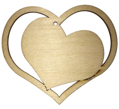 Valentinstagsherz aus Holz mit schrägen Herz zum Beschriften, 9,5x9x0,3 cm