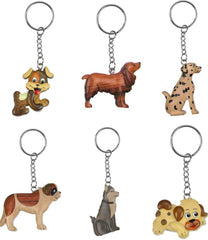 Schlüsselanhänger Hunde im 6er Set aus Holz Nr. 019.156