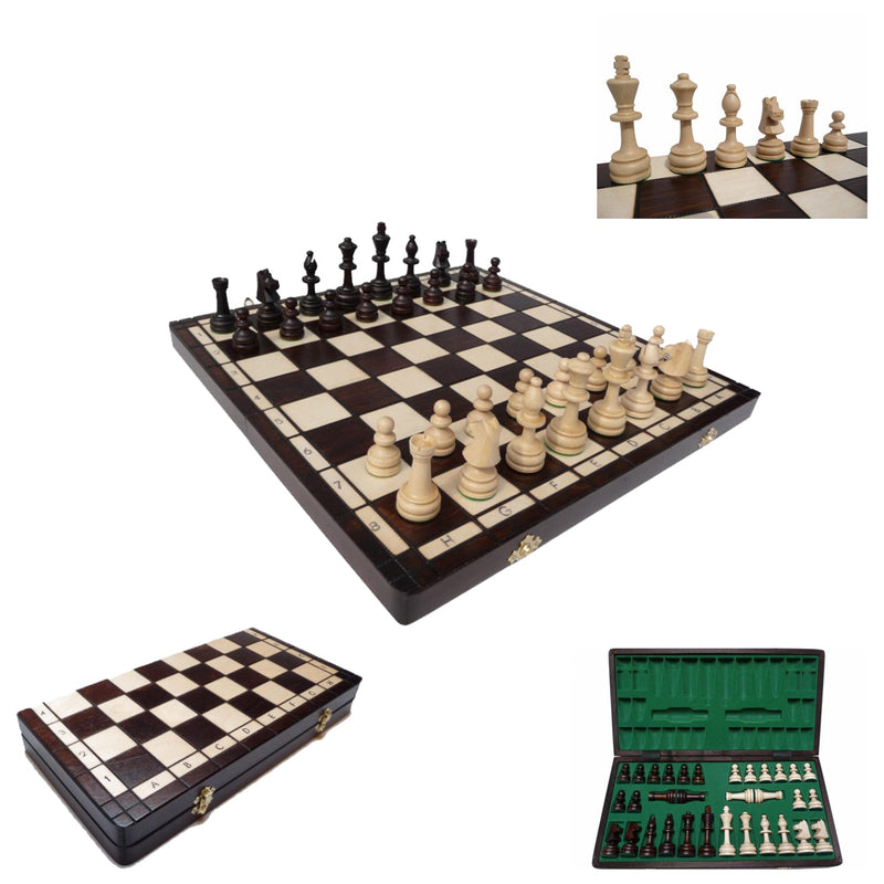 Schach mit Figuren, Nr. 122 aus Holz, Schachspiel 42x42x2,5 cm