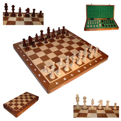 Turnier Schach mit Figuren 5, Nr. 95 aus Holz, Schachspiel 49x49x3,2 cm