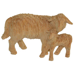 Schaf stehend mit Lamm aus Zirbenholz, Krippenfiguren 