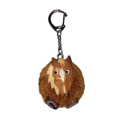 Schlüsselanhänger Bommel Pferd, brauner Pom-Pom 019.145